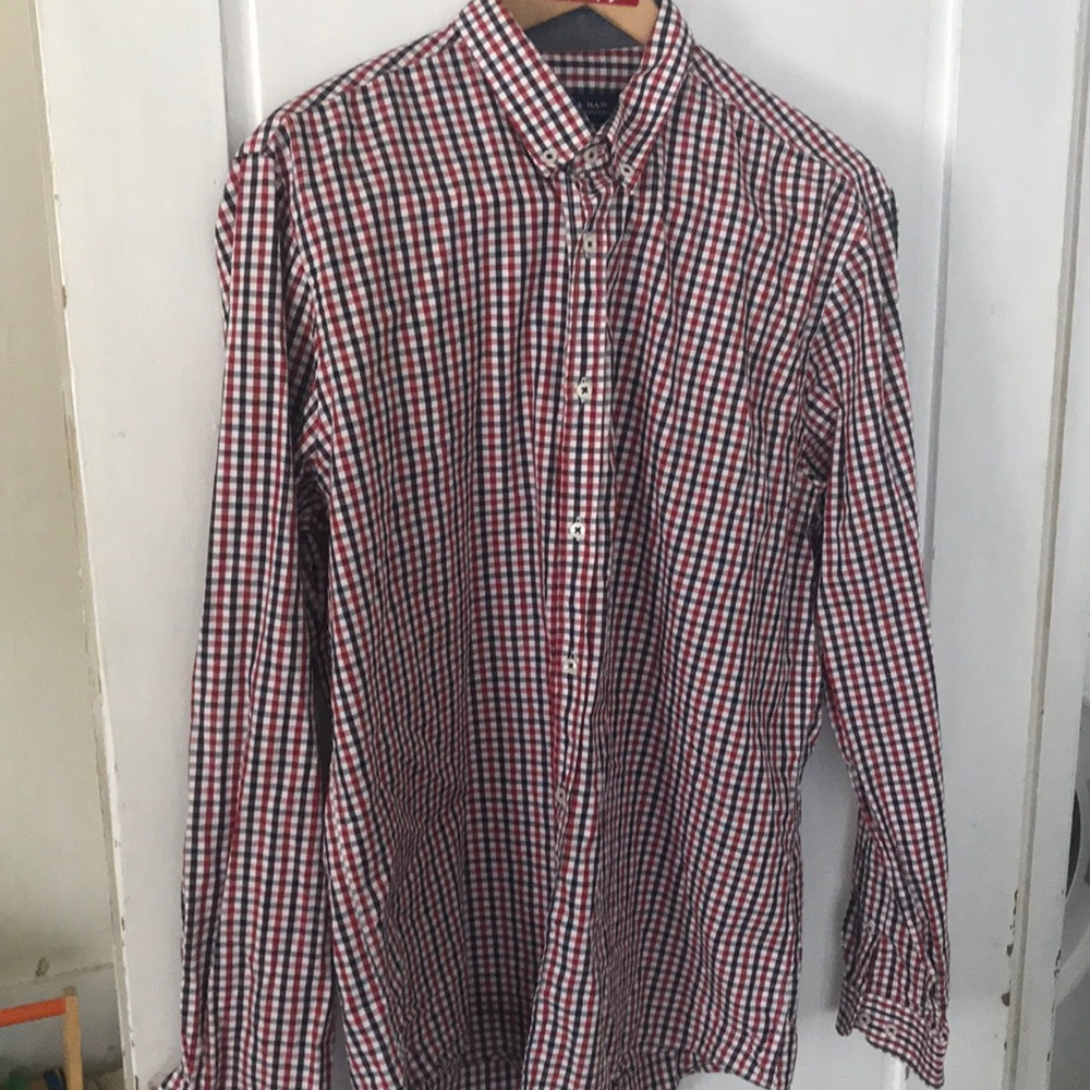 Zara man slim fit plaid dress shirt size xl